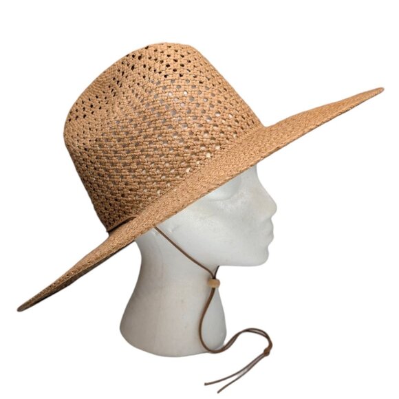 Lack of Color Vista Sun Hat Womens Brown Paper Straw Drawstring Wide Brim Size M - Picture 2 of 14
